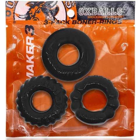 OXBALLS BONEMAKER 3-Pack Boner Rings - Black - Extreme Toyz Singapore - https://extremetoyz.com.sg - Sex Toys and Lingerie Online Store - Bondage Gear / Vibrators / Electrosex Toys / Wireless Remote Control Vibes / Sexy Lingerie and Role Play / BDSM / Dungeon Furnitures / Dildos and Strap Ons &nbsp;/ Anal and Prostate Massagers / Anal Douche and Cleaning Aide / Delay Sprays and Gels / Lubricants and more...