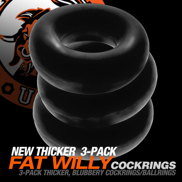 OXBALLS FAT WILLY RINGS 3-Pack Cockrings - Black - Extreme Toyz Singapore - https://extremetoyz.com.sg - Sex Toys and Lingerie Online Store - Bondage Gear / Vibrators / Electrosex Toys / Wireless Remote Control Vibes / Sexy Lingerie and Role Play / BDSM / Dungeon Furnitures / Dildos and Strap Ons &nbsp;/ Anal and Prostate Massagers / Anal Douche and Cleaning Aide / Delay Sprays and Gels / Lubricants and more...