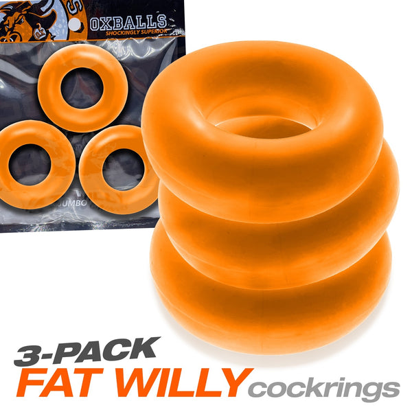 OXBALLS FAT WILLY 3-Pack Jumbo C-Rings - Orange - Extreme Toyz Singapore - https://extremetoyz.com.sg - Sex Toys and Lingerie Online Store - Bondage Gear / Vibrators / Electrosex Toys / Wireless Remote Control Vibes / Sexy Lingerie and Role Play / BDSM / Dungeon Furnitures / Dildos and Strap Ons &nbsp;/ Anal and Prostate Massagers / Anal Douche and Cleaning Aide / Delay Sprays and Gels / Lubricants and more...