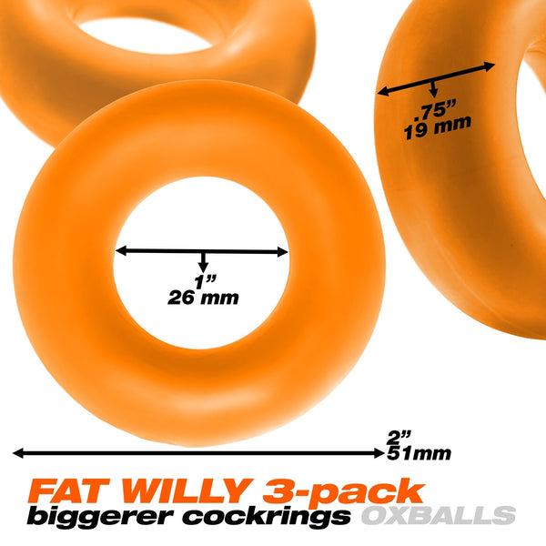 OXBALLS FAT WILLY 3-Pack Jumbo C-Rings - Orange - Extreme Toyz Singapore - https://extremetoyz.com.sg - Sex Toys and Lingerie Online Store - Bondage Gear / Vibrators / Electrosex Toys / Wireless Remote Control Vibes / Sexy Lingerie and Role Play / BDSM / Dungeon Furnitures / Dildos and Strap Ons &nbsp;/ Anal and Prostate Massagers / Anal Douche and Cleaning Aide / Delay Sprays and Gels / Lubricants and more...