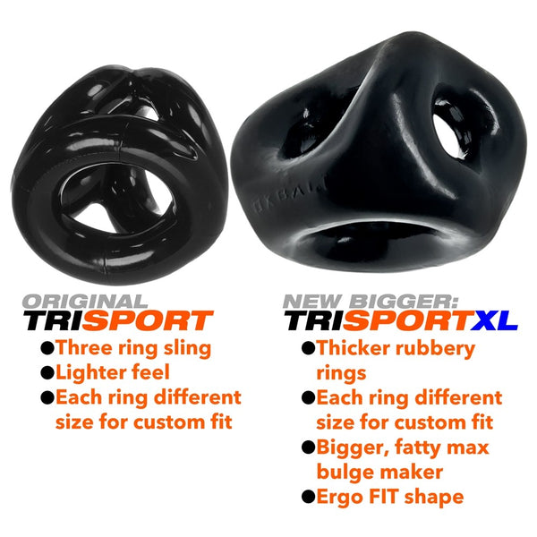 OXBALLS TRI-SPORT XL 3-Ring Cocksling - Black - Extreme Toyz Singapore - https://extremetoyz.com.sg - Sex Toys and Lingerie Online Store - Bondage Gear / Vibrators / Electrosex Toys / Wireless Remote Control Vibes / Sexy Lingerie and Role Play / BDSM / Dungeon Furnitures / Dildos and Strap Ons &nbsp;/ Anal and Prostate Massagers / Anal Douche and Cleaning Aide / Delay Sprays and Gels / Lubricants and more...