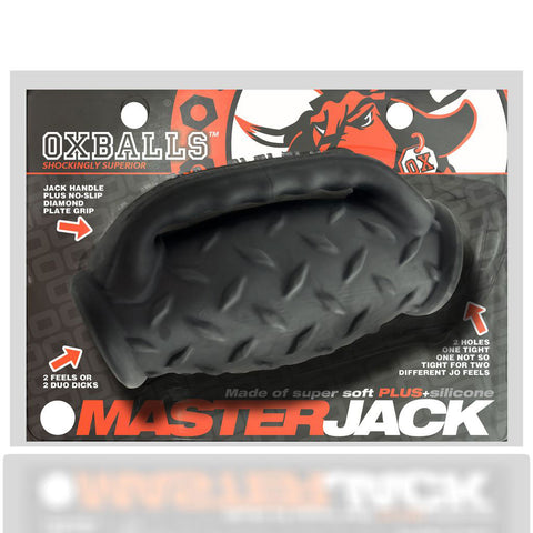 OXBALLS MASTERJACK Heavy-Duty Grip-Handle Double Penetration Stroker - Black Ice - Extreme Toyz Singapore - https://extremetoyz.com.sg - Sex Toys and Lingerie Online Store - Bondage Gear / Vibrators / Electrosex Toys / Wireless Remote Control Vibes / Sexy Lingerie and Role Play / BDSM / Dungeon Furnitures / Dildos and Strap Ons &nbsp;/ Anal and Prostate Massagers / Anal Douche and Cleaning Aide / Delay Sprays and Gels / Lubricants and more...