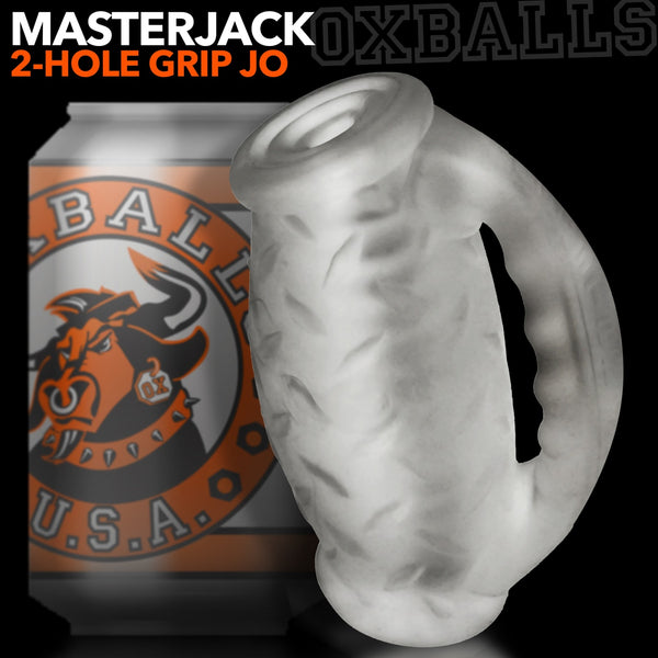 OXBALLS MASTERJACK Heavy-Duty Grip-Handle Double Penetration Stroker - Clear Ice - Extreme Toyz Singapore - https://extremetoyz.com.sg - Sex Toys and Lingerie Online Store - Bondage Gear / Vibrators / Electrosex Toys / Wireless Remote Control Vibes / Sexy Lingerie and Role Play / BDSM / Dungeon Furnitures / Dildos and Strap Ons &nbsp;/ Anal and Prostate Massagers / Anal Douche and Cleaning Aide / Delay Sprays and Gels / Lubricants and more...