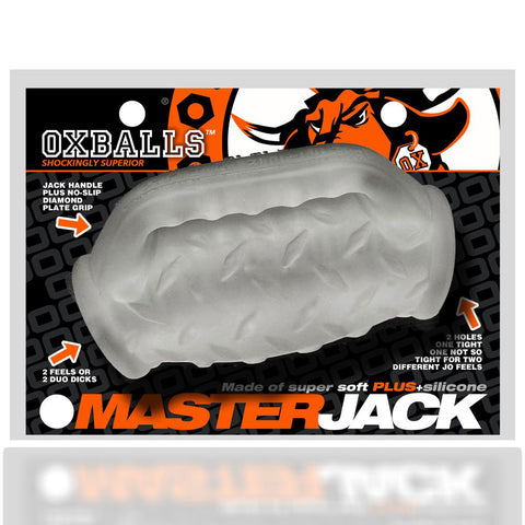 OXBALLS MASTERJACK Heavy-Duty Grip-Handle Double Penetration Stroker - Clear Ice - Extreme Toyz Singapore - https://extremetoyz.com.sg - Sex Toys and Lingerie Online Store - Bondage Gear / Vibrators / Electrosex Toys / Wireless Remote Control Vibes / Sexy Lingerie and Role Play / BDSM / Dungeon Furnitures / Dildos and Strap Ons &nbsp;/ Anal and Prostate Massagers / Anal Douche and Cleaning Aide / Delay Sprays and Gels / Lubricants and more...