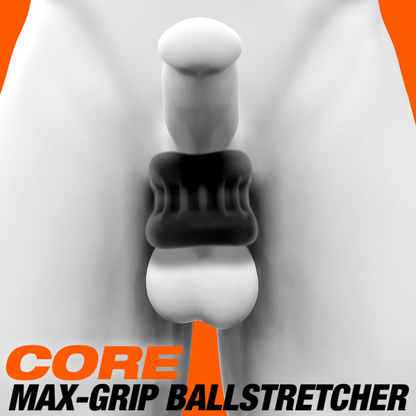 OXBALLS CORE Ribbed Tug-Down Grip Comfort Squeeze Ball Stretcher - Black - Extreme Toyz Singapore - https://extremetoyz.com.sg - Sex Toys and Lingerie Online Store - Bondage Gear / Vibrators / Electrosex Toys / Wireless Remote Control Vibes / Sexy Lingerie and Role Play / BDSM / Dungeon Furnitures / Dildos and Strap Ons &nbsp;/ Anal and Prostate Massagers / Anal Douche and Cleaning Aide / Delay Sprays and Gels / Lubricants and more...