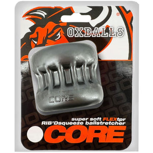 OXBALLS CORE Ribbed Tug-Down Grip Comfort Squeeze Ball Stretcher - Metallic Steel - Extreme Toyz Singapore - https://extremetoyz.com.sg - Sex Toys and Lingerie Online Store - Bondage Gear / Vibrators / Electrosex Toys / Wireless Remote Control Vibes / Sexy Lingerie and Role Play / BDSM / Dungeon Furnitures / Dildos and Strap Ons &nbsp;/ Anal and Prostate Massagers / Anal Douche and Cleaning Aide / Delay Sprays and Gels / Lubricants and more...