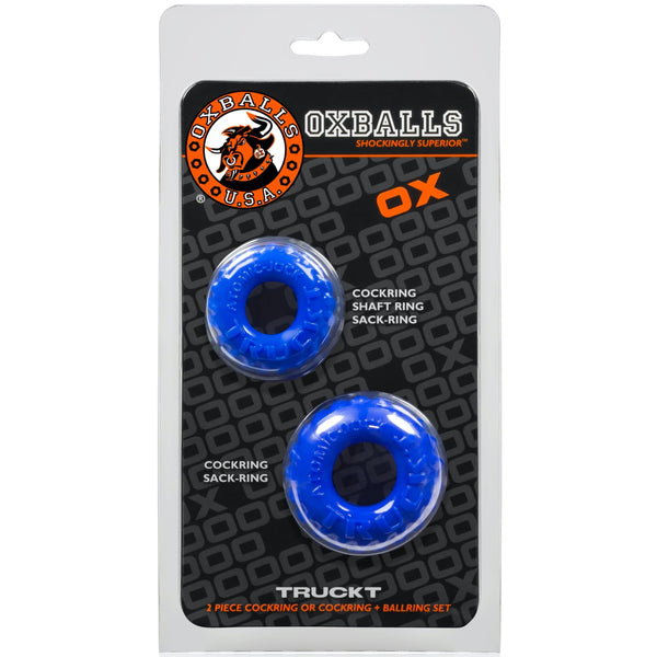 OXBALLS TRUCKT 2-Pack Cockring Set - Blue - Extreme Toyz Singapore - https://extremetoyz.com.sg - Sex Toys and Lingerie Online Store - Bondage Gear / Vibrators / Electrosex Toys / Wireless Remote Control Vibes / Sexy Lingerie and Role Play / BDSM / Dungeon Furnitures / Dildos and Strap Ons &nbsp;/ Anal and Prostate Massagers / Anal Douche and Cleaning Aide / Delay Sprays and Gels / Lubricants and more...