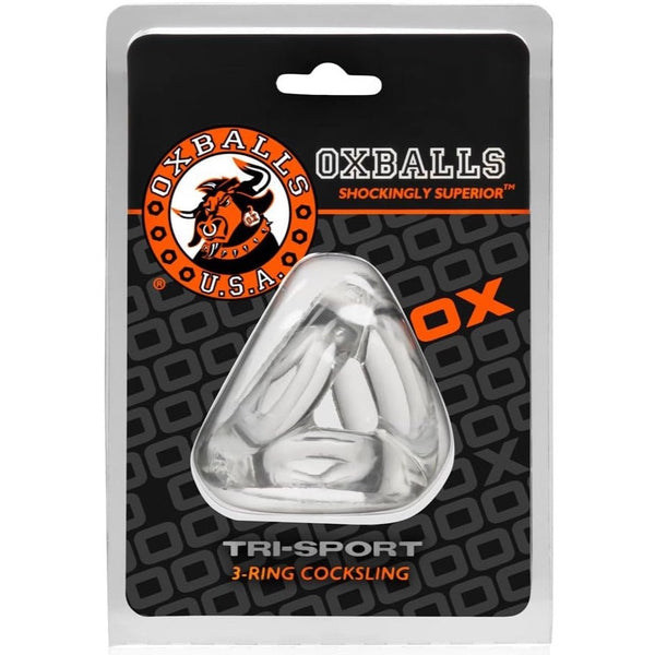 OXBALLS TRI-SPORT 3-Ring Cocksling - Clear - Extreme Toyz Singapore - https://extremetoyz.com.sg - Sex Toys and Lingerie Online Store - Bondage Gear / Vibrators / Electrosex Toys / Wireless Remote Control Vibes / Sexy Lingerie and Role Play / BDSM / Dungeon Furnitures / Dildos and Strap Ons &nbsp;/ Anal and Prostate Massagers / Anal Douche and Cleaning Aide / Delay Sprays and Gels / Lubricants and more...