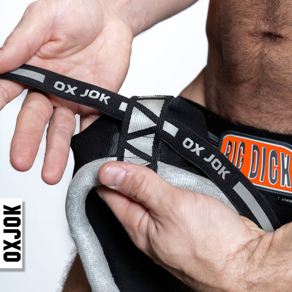 OXJOK by OXBALLS BULGER Big Dick Jock Strap - Black Iron - Extreme Toyz Singapore - https://extremetoyz.com.sg - Sex Toys and Lingerie Online Store - Bondage Gear / Vibrators / Electrosex Toys / Wireless Remote Control Vibes / Sexy Lingerie and Role Play / BDSM / Dungeon Furnitures / Dildos and Strap Ons &nbsp;/ Anal and Prostate Massagers / Anal Douche and Cleaning Aide / Delay Sprays and Gels / Lubricants and more...