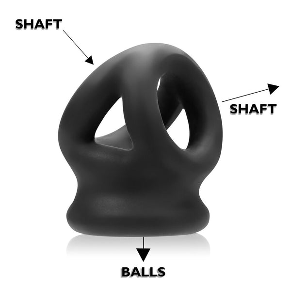 OXBALLS TRI-SQUEEZE 3-Ring Ballstretching Sling - Black - Extreme Toyz Singapore - https://extremetoyz.com.sg - Sex Toys and Lingerie Online Store - Bondage Gear / Vibrators / Electrosex Toys / Wireless Remote Control Vibes / Sexy Lingerie and Role Play / BDSM / Dungeon Furnitures / Dildos and Strap Ons &nbsp;/ Anal and Prostate Massagers / Anal Douche and Cleaning Aide / Delay Sprays and Gels / Lubricants and more...