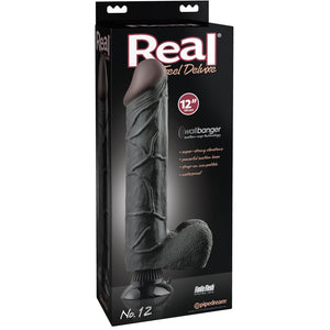 Pipedream Real Feel Deluxe No. 12 Vibrating 12" Dildo - Black - Extreme Toyz Singapore - https://extremetoyz.com.sg - Sex Toys and Lingerie Online Store - Bondage Gear / Vibrators / Electrosex Toys / Wireless Remote Control Vibes / Sexy Lingerie and Role Play / BDSM / Dungeon Furnitures / Dildos and Strap Ons &nbsp;/ Anal and Prostate Massagers / Anal Douche and Cleaning Aide / Delay Sprays and Gels / Lubricants and more...