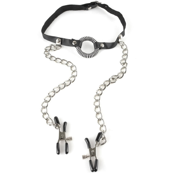 Pipedream Fetish Fantasy Series O-Ring Gag With Nipple Clamps - Extreme Toyz Singapore - https://extremetoyz.com.sg - Sex Toys and Lingerie Online Store - Bondage Gear / Vibrators / Electrosex Toys / Wireless Remote Control Vibes / Sexy Lingerie and Role Play / BDSM / Dungeon Furnitures / Dildos and Strap Ons &nbsp;/ Anal and Prostate Massagers / Anal Douche and Cleaning Aide / Delay Sprays and Gels / Lubricants and more...