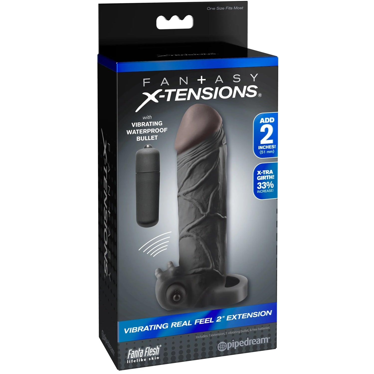 Fantasy X-Tensions Vibrating Real Feel 2" Extension - Black