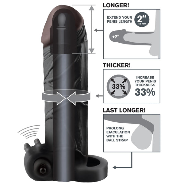Fantasy X-Tensions Vibrating Real Feel 2" Extension - Black