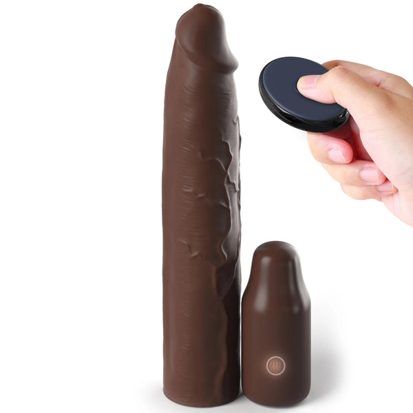 Fantasy X-Tensions Elite 3" Vibrating Mega X-tension with Remote - Brown