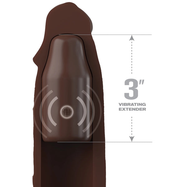 Fantasy X-Tensions Elite 3" Vibrating Mega X-tension with Remote - Brown