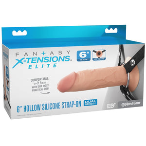 Fantasy X-tensions Elite 6" Hollow Silicone Strap-On - Light