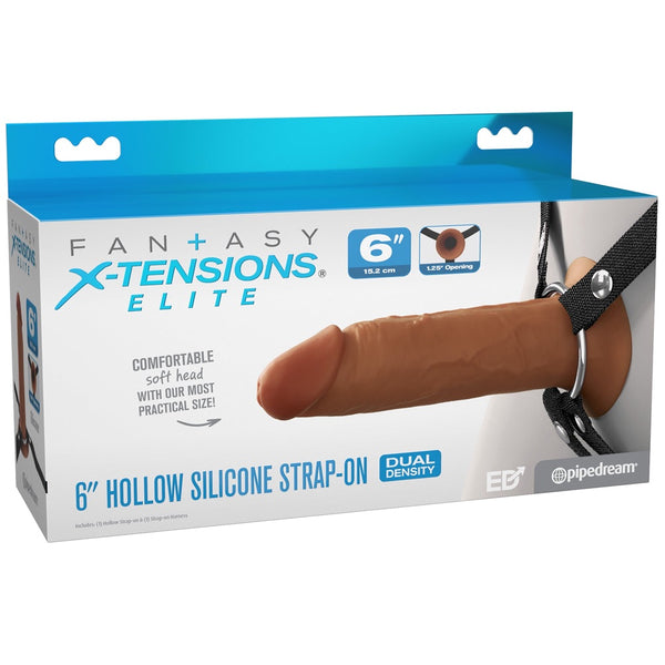 Fantasy X-tensions Elite 6" Hollow Silicone Strap-On - Brown