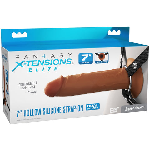 Fantasy X-tensions Elite 7" Hollow Silicone Strap-On - Brown