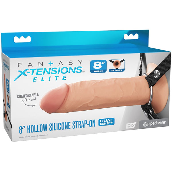 Fantasy X-tensions Elite 8" Hollow Silicone Strap-On - Light