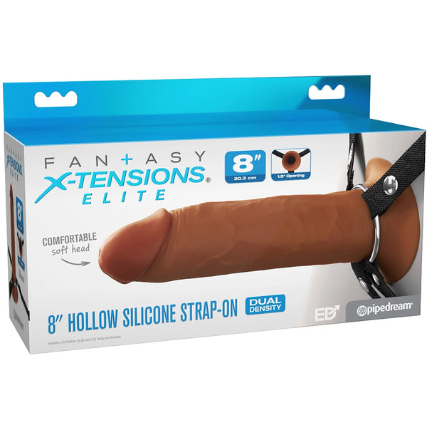 Fantasy X-Tensions Elite 8" Hollow Silicone Strap-On - Brown