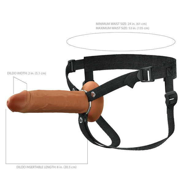 Fantasy X-Tensions Elite 8" Hollow Silicone Strap-On - Brown