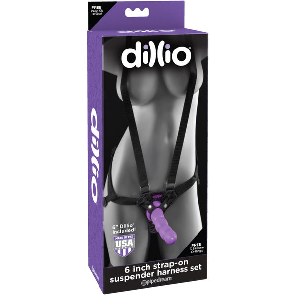 Pipedream Dillio 6" Strap-On Suspender Harness Set - Purple - Extreme Toyz Singapore - https://extremetoyz.com.sg - Sex Toys and Lingerie Online Store - Bondage Gear / Vibrators / Electrosex Toys / Wireless Remote Control Vibes / Sexy Lingerie and Role Play / BDSM / Dungeon Furnitures / Dildos and Strap Ons &nbsp;/ Anal and Prostate Massagers / Anal Douche and Cleaning Aide / Delay Sprays and Gels / Lubricants and more...