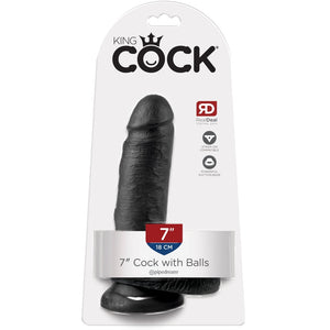 Pipedream King Cock 7" Cock with Balls - Black - Extreme Toyz Singapore - https://extremetoyz.com.sg - Sex Toys and Lingerie Online Store - Bondage Gear / Vibrators / Electrosex Toys / Wireless Remote Control Vibes / Sexy Lingerie and Role Play / BDSM / Dungeon Furnitures / Dildos and Strap Ons &nbsp;/ Anal and Prostate Massagers / Anal Douche and Cleaning Aide / Delay Sprays and Gels / Lubricants and more...