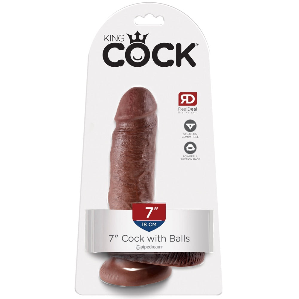 Pipedream King Cock 7" Cock with Balls - Brown - Extreme Toyz Singapore - https://extremetoyz.com.sg - Sex Toys and Lingerie Online Store - Bondage Gear / Vibrators / Electrosex Toys / Wireless Remote Control Vibes / Sexy Lingerie and Role Play / BDSM / Dungeon Furnitures / Dildos and Strap Ons &nbsp;/ Anal and Prostate Massagers / Anal Douche and Cleaning Aide / Delay Sprays and Gels / Lubricants and more...