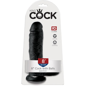 Pipedream King Cock 8" Cock with Balls - Black - Extreme Toyz Singapore - https://extremetoyz.com.sg - Sex Toys and Lingerie Online Store - Bondage Gear / Vibrators / Electrosex Toys / Wireless Remote Control Vibes / Sexy Lingerie and Role Play / BDSM / Dungeon Furnitures / Dildos and Strap Ons &nbsp;/ Anal and Prostate Massagers / Anal Douche and Cleaning Aide / Delay Sprays and Gels / Lubricants and more...