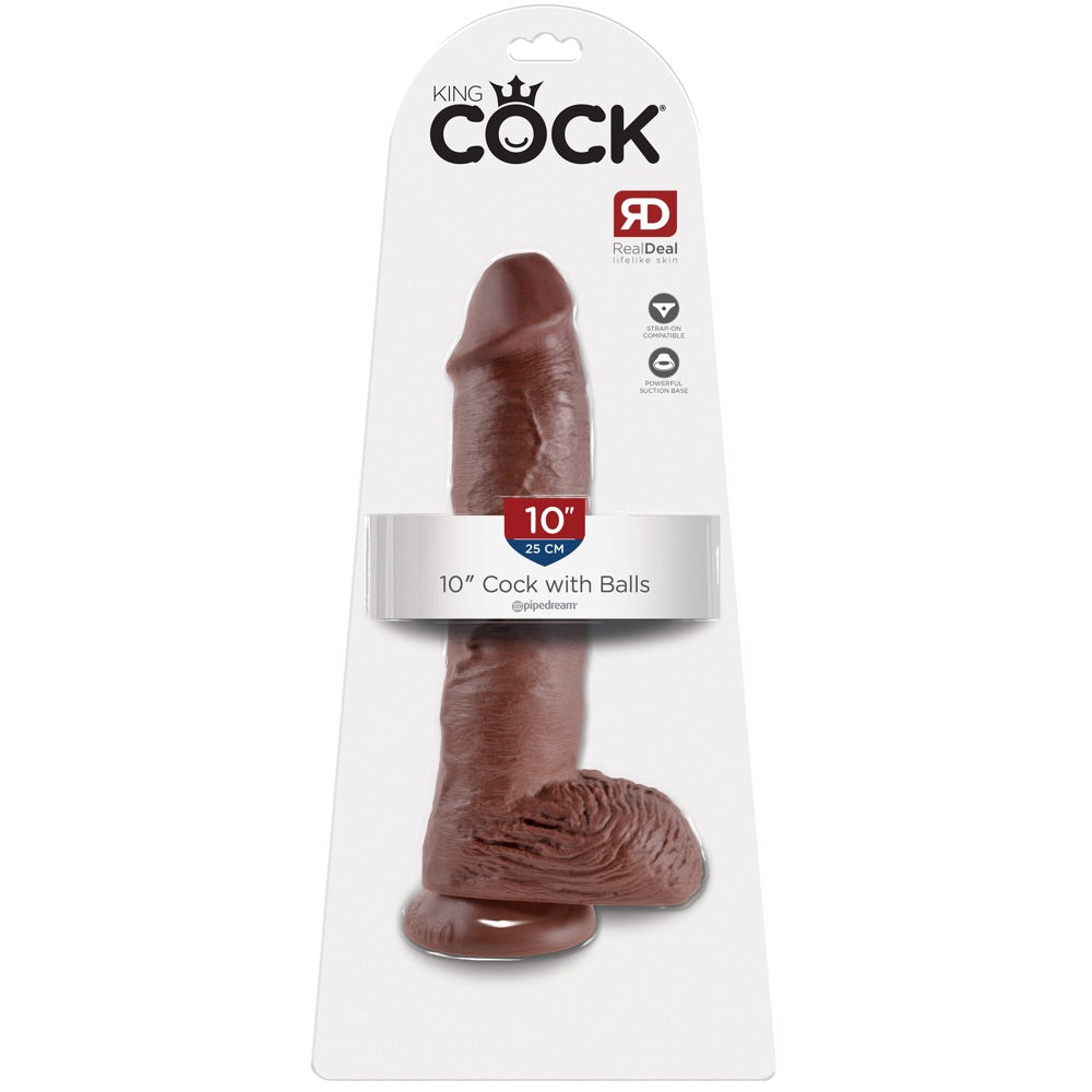 Pipedream King Cock 10" Cock with Balls - Brown - Extreme Toyz Singapore - https://extremetoyz.com.sg - Sex Toys and Lingerie Online Store - Bondage Gear / Vibrators / Electrosex Toys / Wireless Remote Control Vibes / Sexy Lingerie and Role Play / BDSM / Dungeon Furnitures / Dildos and Strap Ons &nbsp;/ Anal and Prostate Massagers / Anal Douche and Cleaning Aide / Delay Sprays and Gels / Lubricants and more...