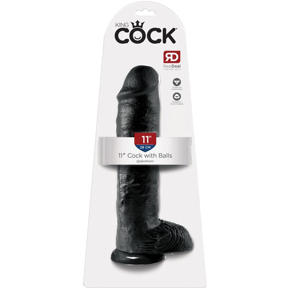 Pipedream King Cock 11" Cock with Balls - Black - Extreme Toyz Singapore - https://extremetoyz.com.sg - Sex Toys and Lingerie Online Store - Bondage Gear / Vibrators / Electrosex Toys / Wireless Remote Control Vibes / Sexy Lingerie and Role Play / BDSM / Dungeon Furnitures / Dildos and Strap Ons &nbsp;/ Anal and Prostate Massagers / Anal Douche and Cleaning Aide / Delay Sprays and Gels / Lubricants and more...