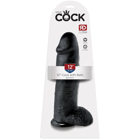 Pipedream King Cock 12" Cock with Balls - Black - Extreme Toyz Singapore - https://extremetoyz.com.sg - Sex Toys and Lingerie Online Store - Bondage Gear / Vibrators / Electrosex Toys / Wireless Remote Control Vibes / Sexy Lingerie and Role Play / BDSM / Dungeon Furnitures / Dildos and Strap Ons &nbsp;/ Anal and Prostate Massagers / Anal Douche and Cleaning Aide / Delay Sprays and Gels / Lubricants and more...