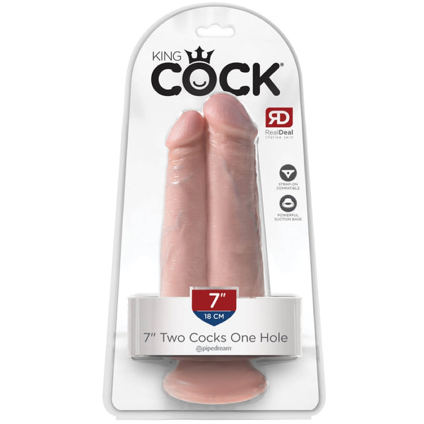 Pipedream King Cock 7" Two Cocks One Hole Dildo - Extreme Toyz Singapore - https://extremetoyz.com.sg - Sex Toys and Lingerie Online Store