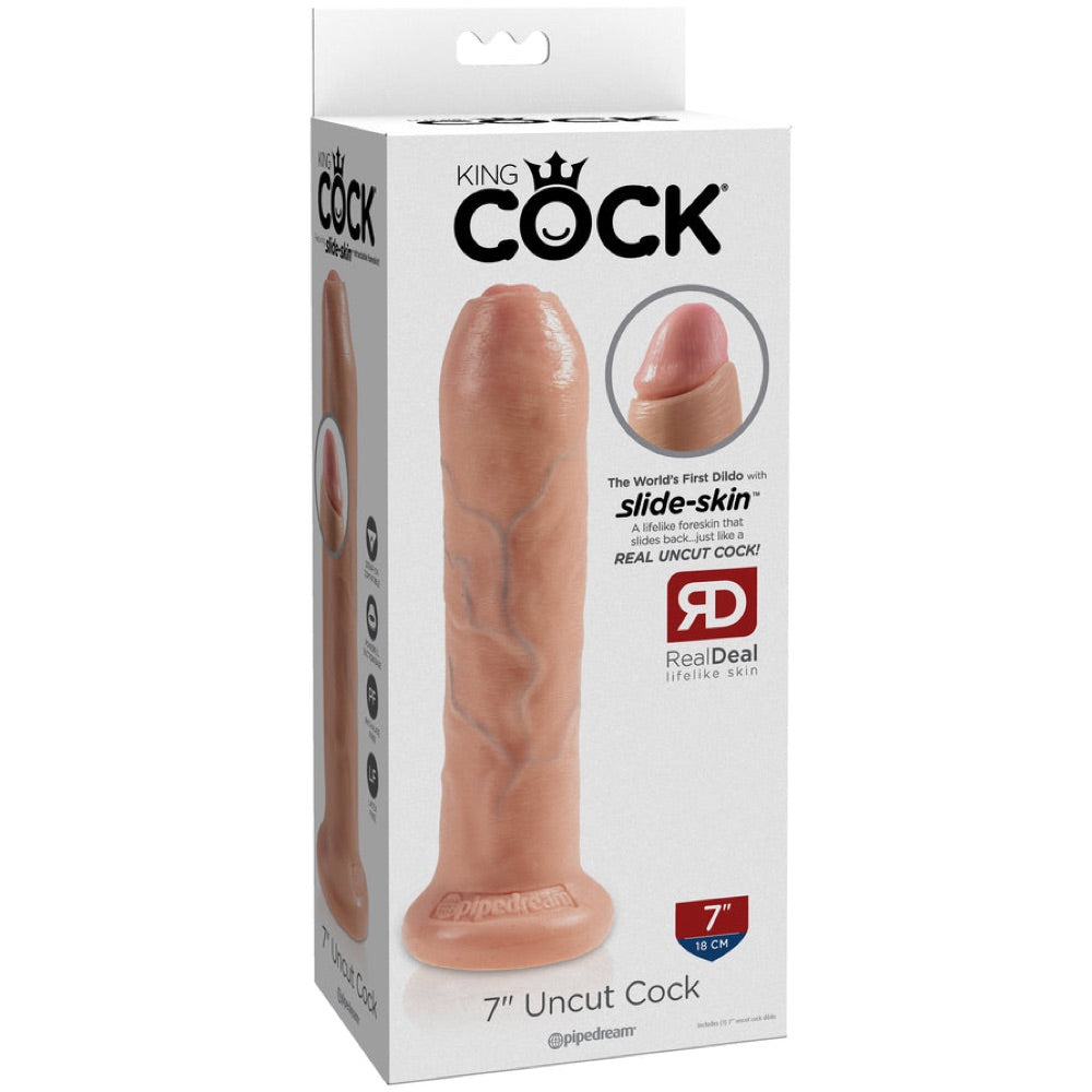 Pipedream King Cock 7" Uncut Dildo - Extreme Toyz Singapore - https://extremetoyz.com.sg - Sex Toys and Lingerie Online Store