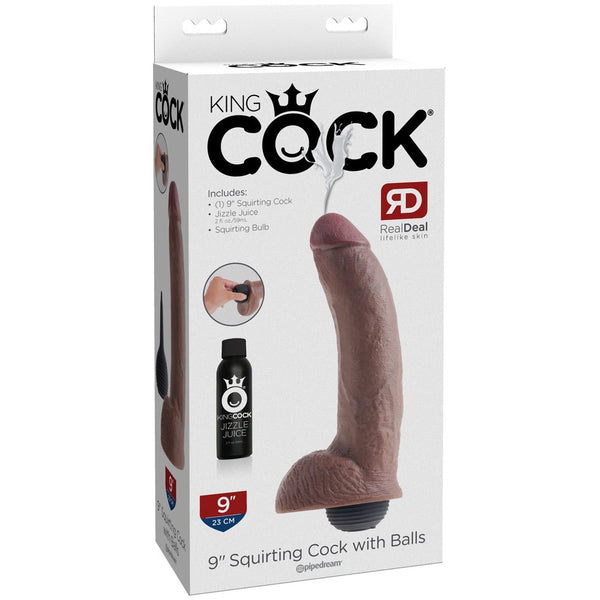 Pipedream King Cock 9" Squirting Cock with Balls - Brown - Extreme Toyz Singapore - https://extremetoyz.com.sg - Sex Toys and Lingerie Online Store - Bondage Gear / Vibrators / Electrosex Toys / Wireless Remote Control Vibes / Sexy Lingerie and Role Play / BDSM / Dungeon Furnitures / Dildos and Strap Ons &nbsp;/ Anal and Prostate Massagers / Anal Douche and Cleaning Aide / Delay Sprays and Gels / Lubricants and more...