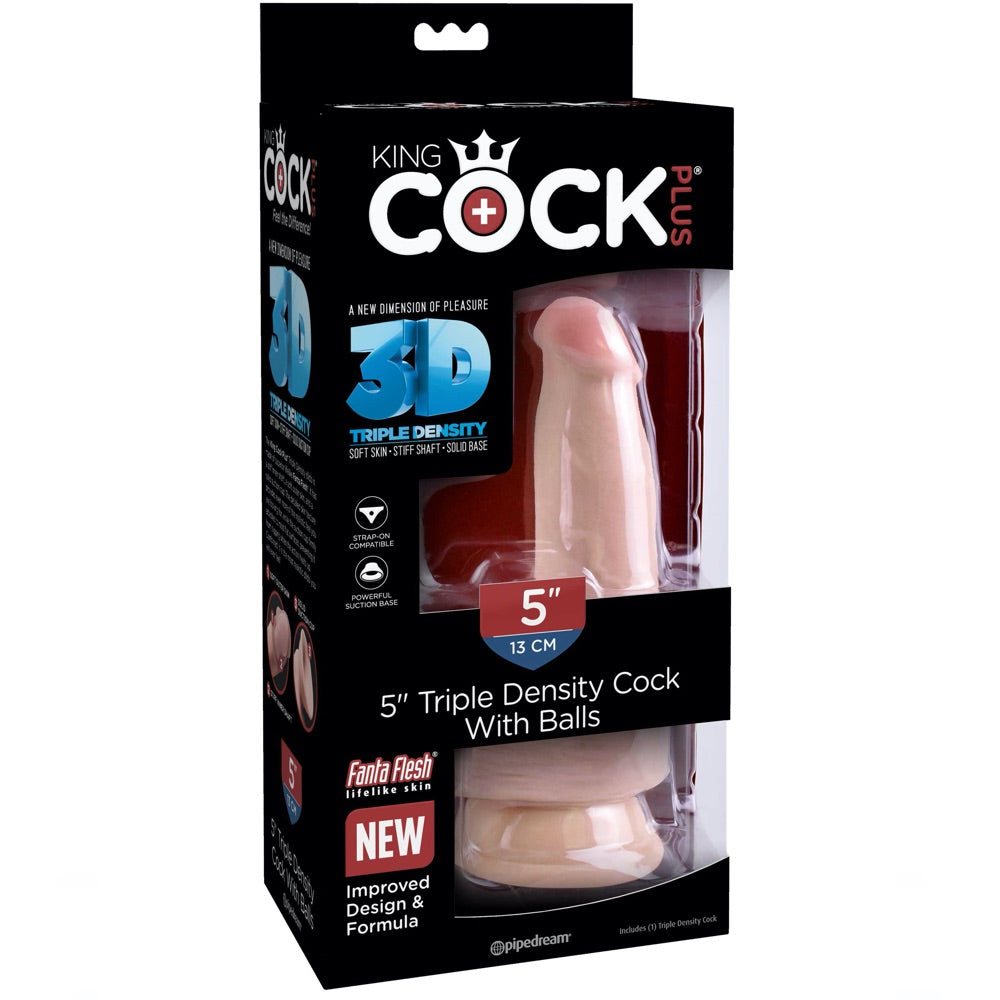 Pipdream King Cock Plus 5" Triple Density Cock with Balls - Light - Extreme Toyz Singapore - https://extremetoyz.com.sg - Sex Toys and Lingerie Online Store - Bondage Gear / Vibrators / Electrosex Toys / Wireless Remote Control Vibes / Sexy Lingerie and Role Play / BDSM / Dungeon Furnitures / Dildos and Strap Ons &nbsp;/ Anal and Prostate Massagers / Anal Douche and Cleaning Aide / Delay Sprays and Gels / Lubricants and more...