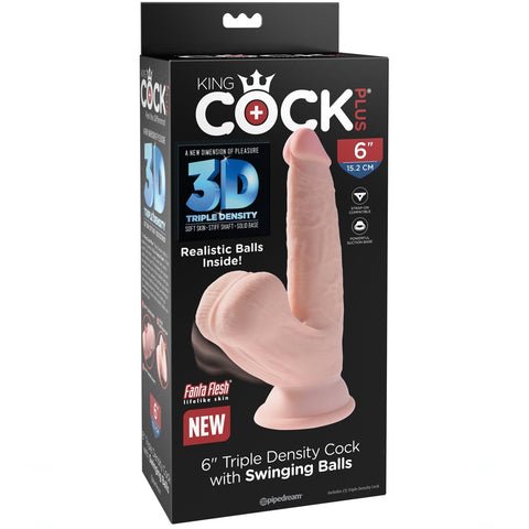 Pipedream King Cock Plus 6" Triple Density Cock With Swinging Balls - Light - Extreme Toyz Singapore - https://extremetoyz.com.sg - Sex Toys and Lingerie Online Store - Bondage Gear / Vibrators / Electrosex Toys / Wireless Remote Control Vibes / Sexy Lingerie and Role Play / BDSM / Dungeon Furnitures / Dildos and Strap Ons &nbsp;/ Anal and Prostate Massagers / Anal Douche and Cleaning Aide / Delay Sprays and Gels / Lubricants and more...