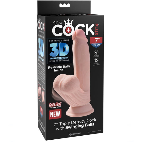 Pipedream King Cock Plus 7" Triple Density Cock With Swinging Balls - Light - Extreme Toyz Singapore - https://extremetoyz.com.sg - Sex Toys and Lingerie Online Store - Bondage Gear / Vibrators / Electrosex Toys / Wireless Remote Control Vibes / Sexy Lingerie and Role Play / BDSM / Dungeon Furnitures / Dildos and Strap Ons &nbsp;/ Anal and Prostate Massagers / Anal Douche and Cleaning Aide / Delay Sprays and Gels / Lubricants and more...