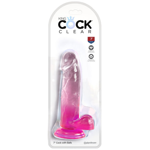 Pipedream King Cock Clear 7" with Balls - Pink - Extreme Toyz Singapore - https://extremetoyz.com.sg - Sex Toys and Lingerie Online Store - Bondage Gear / Vibrators / Electrosex Toys / Wireless Remote Control Vibes / Sexy Lingerie and Role Play / BDSM / Dungeon Furnitures / Dildos and Strap Ons &nbsp;/ Anal and Prostate Massagers / Anal Douche and Cleaning Aide / Delay Sprays and Gels / Lubricants and more...