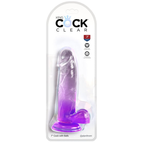 Pipedream King Cock Clear 7" with Balls - Purple - Extreme Toyz Singapore - https://extremetoyz.com.sg - Sex Toys and Lingerie Online Store - Bondage Gear / Vibrators / Electrosex Toys / Wireless Remote Control Vibes / Sexy Lingerie and Role Play / BDSM / Dungeon Furnitures / Dildos and Strap Ons &nbsp;/ Anal and Prostate Massagers / Anal Douche and Cleaning Aide / Delay Sprays and Gels / Lubricants and more...