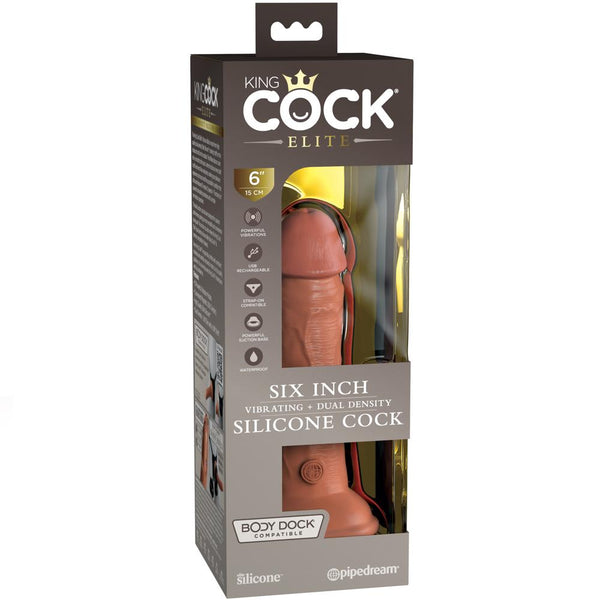 Pipedream King Cock Elite 6" Vibrating Silicone Dual Density Rechargeable Cock - Tan - Extreme Toyz Singapore - https://extremetoyz.com.sg - Sex Toys and Lingerie Online Store - Bondage Gear / Vibrators / Electrosex Toys / Wireless Remote Control Vibes / Sexy Lingerie and Role Play / BDSM / Dungeon Furnitures / Dildos and Strap Ons &nbsp;/ Anal and Prostate Massagers / Anal Douche and Cleaning Aide / Delay Sprays and Gels / Lubricants and more...