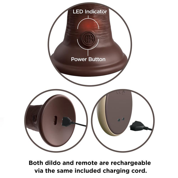 Pipedream King Cock Elite 7" Vibrating Silicone Dual Density Rechargeable Cock with Remote - Brown - Extreme Toyz Singapore - https://extremetoyz.com.sg - Sex Toys and Lingerie Online Store - Bondage Gear / Vibrators / Electrosex Toys / Wireless Remote Control Vibes / Sexy Lingerie and Role Play / BDSM / Dungeon Furnitures / Dildos and Strap Ons &nbsp;/ Anal and Prostate Massagers / Anal Douche and Cleaning Aide / Delay Sprays and Gels / Lubricants and more...