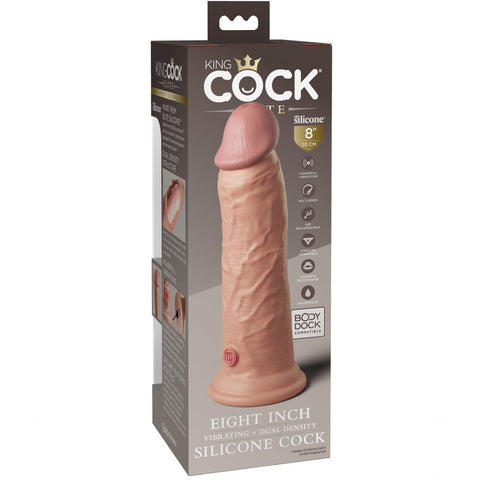 Pipedream King Cock Elite 8" Vibrating Silicone Dual Density Rechargeable Cock - Light - Extreme Toyz Singapore - https://extremetoyz.com.sg - Sex Toys and Lingerie Online Store - Bondage Gear / Vibrators / Electrosex Toys / Wireless Remote Control Vibes / Sexy Lingerie and Role Play / BDSM / Dungeon Furnitures / Dildos and Strap Ons &nbsp;/ Anal and Prostate Massagers / Anal Douche and Cleaning Aide / Delay Sprays and Gels / Lubricants and more...