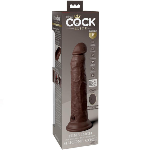 Pipedream King Cock Elite 9" Vibrating Silicone Dual Density Rechargeable Cock with Remote - Brown - Extreme Toyz Singapore - https://extremetoyz.com.sg - Sex Toys and Lingerie Online Store - Bondage Gear / Vibrators / Electrosex Toys / Wireless Remote Control Vibes / Sexy Lingerie and Role Play / BDSM / Dungeon Furnitures / Dildos and Strap Ons &nbsp;/ Anal and Prostate Massagers / Anal Douche and Cleaning Aide / Delay Sprays and Gels / Lubricants and more...