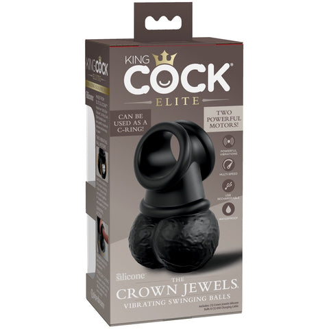Pipedream Products King Cock Elite The Crown Jewels Vibrating Swinging Balls - Extreme Toyz Singapore - https://extremetoyz.com.sg - Sex Toys and Lingerie Online Store - Bondage Gear / Vibrators / Electrosex Toys / Wireless Remote Control Vibes / Sexy Lingerie and Role Play / BDSM / Dungeon Furnitures / Dildos and Strap Ons  / Anal and Prostate Massagers / Anal Douche and Cleaning Aide / Delay Sprays and Gels / Lubricants and more...