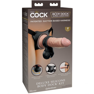 Pipedream King Cock Elite Deluxe Silicone Body Dock Kit - Harness & 8" Dildo with Crown Jewels - Light - Extreme Toyz Singapore - https://extremetoyz.com.sg - Sex Toys and Lingerie Online Store - Bondage Gear / Vibrators / Electrosex Toys / Wireless Remote Control Vibes / Sexy Lingerie and Role Play / BDSM / Dungeon Furnitures / Dildos and Strap Ons &nbsp;/ Anal and Prostate Massagers / Anal Douche and Cleaning Aide / Delay Sprays and Gels / Lubricants and more...