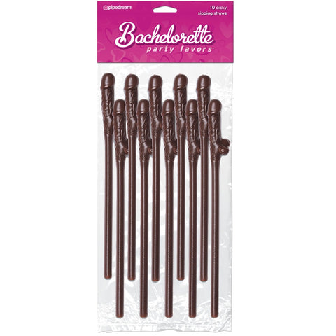 Pipedream Bachelorette Party Favors 10 Piece Dicky Sipping Straws - Brown - Extreme Toyz Singapore - https://extremetoyz.com.sg - Sex Toys and Lingerie Online Store - Bondage Gear / Vibrators / Electrosex Toys / Wireless Remote Control Vibes / Sexy Lingerie and Role Play / BDSM / Dungeon Furnitures / Dildos and Strap Ons &nbsp;/ Anal and Prostate Massagers / Anal Douche and Cleaning Aide / Delay Sprays and Gels / Lubricants and more...