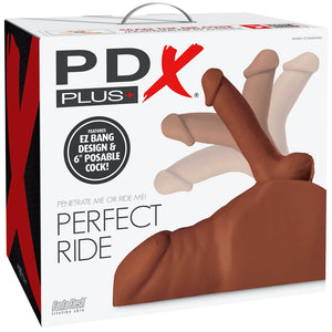 PDX Plus Perfect Ride Masturbator with 6" Posable Cock - Brown