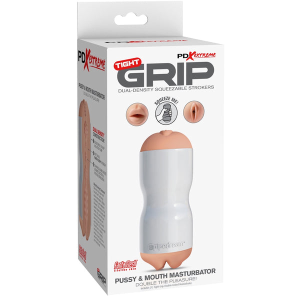 PDX Extreme Tight Grip Dual-Density Squeezeable Pussy & Mouth Masturbator